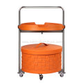 Orange saddle leather movable pulley storage basket